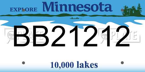 BB21212 Minnesota License Plate