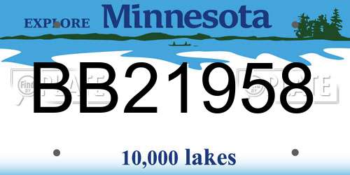 BB21958 Minnesota License Plate