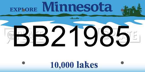 BB21985 Minnesota License Plate