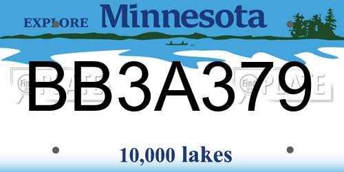 BB3A379 Minnesota License Plate