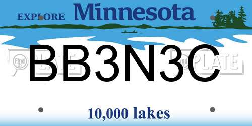 BB3N3C Minnesota License Plate