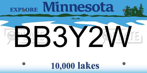 BB3Y2W Minnesota License Plate