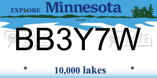 BB3Y7W Minnesota License Plate