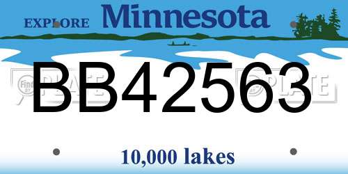 BB42563 Minnesota License Plate