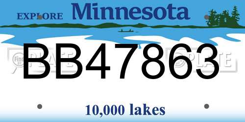 BB47863 Minnesota License Plate