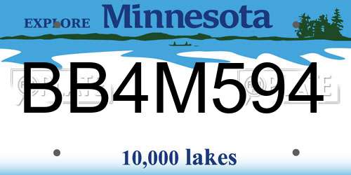 BB4M594 Minnesota License Plate