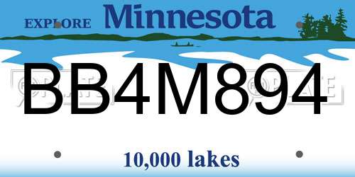 BB4M894 Minnesota License Plate