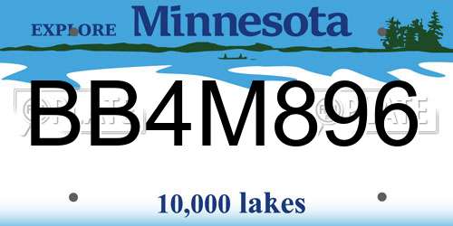 BB4M896 Minnesota License Plate