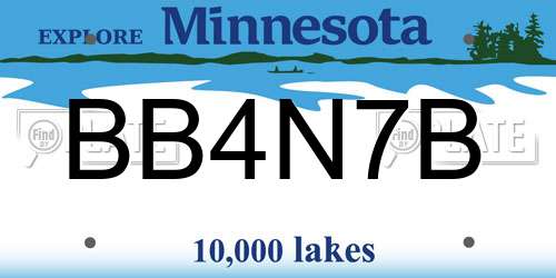 BB4N7B Minnesota License Plate