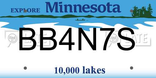 BB4N7S Minnesota License Plate