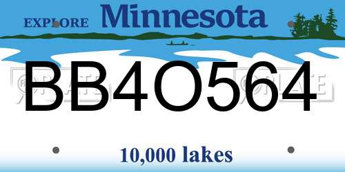 BB4O564 Minnesota License Plate