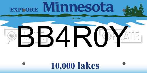 BB4R0Y Minnesota License Plate