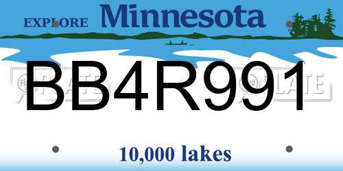 BB4R991 Minnesota License Plate