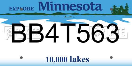 BB4T563 Minnesota License Plate