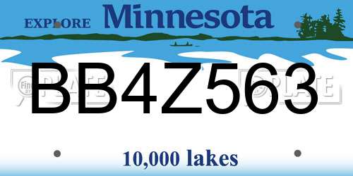 BB4Z563 Minnesota License Plate