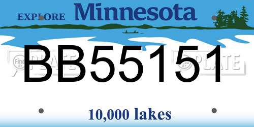 BB55151 Minnesota License Plate