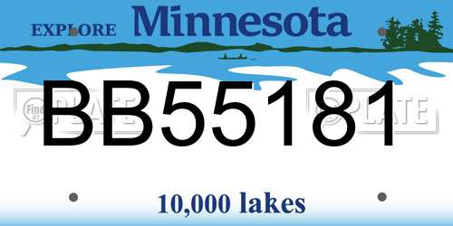 BB55181 Minnesota License Plate