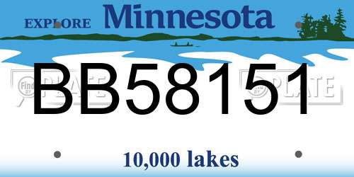 BB58151 Minnesota License Plate