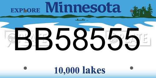 BB58555 Minnesota License Plate