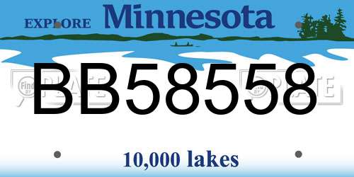 BB58558 Minnesota License Plate