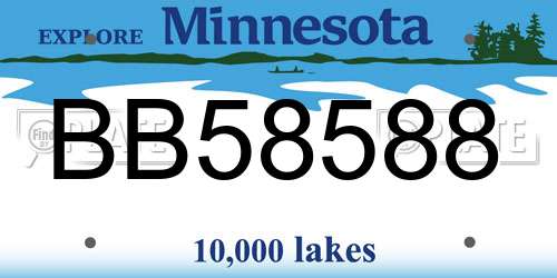 BB58588 Minnesota License Plate