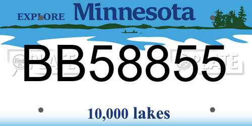 BB58855 Minnesota License Plate