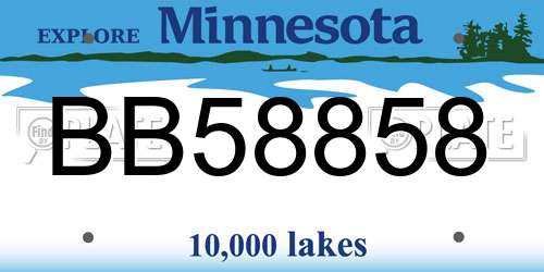 BB58858 Minnesota License Plate
