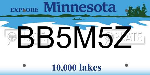 BB5M5Z Minnesota License Plate