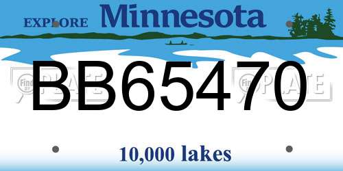 BB65470 Minnesota License Plate