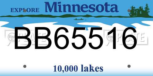 BB65516 Minnesota License Plate