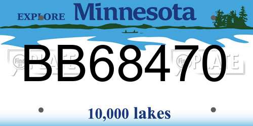 BB68470 Minnesota License Plate