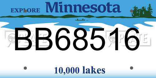 BB68516 Minnesota License Plate