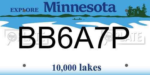 BB6A7P Minnesota License Plate