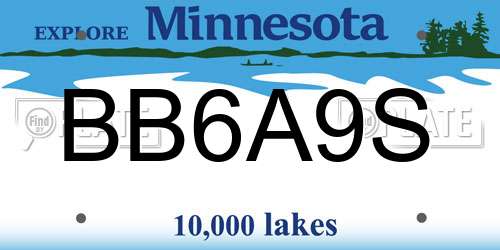BB6A9S Minnesota License Plate