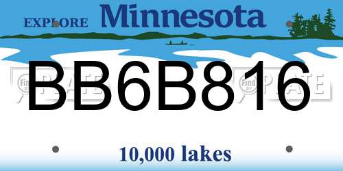 BB6B816 Minnesota License Plate