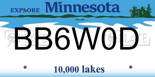 BB6W0D Minnesota License Plate