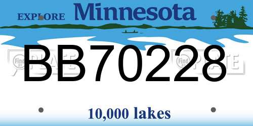 BB70228 Minnesota License Plate