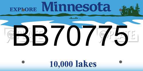 BB70775 Minnesota License Plate