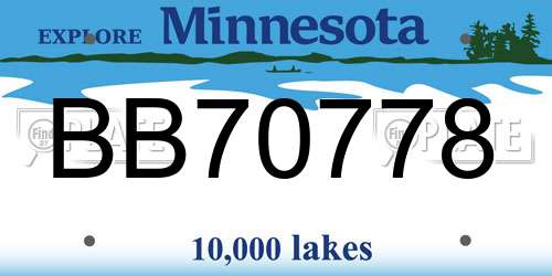 BB70778 Minnesota License Plate