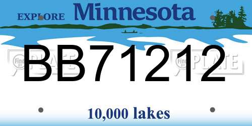 BB71212 Minnesota License Plate