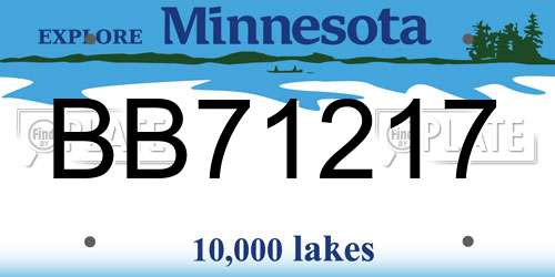 BB71217 Minnesota License Plate