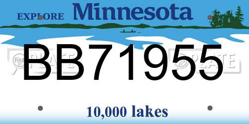 BB71955 Minnesota License Plate