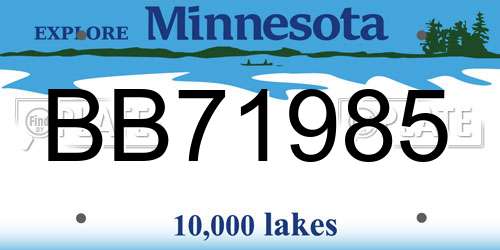 BB71985 Minnesota License Plate