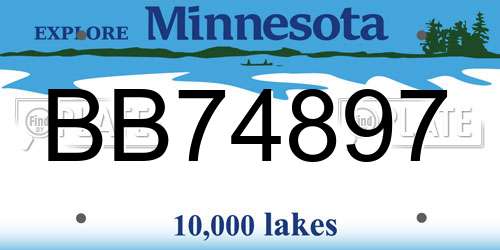 BB74897 Minnesota License Plate