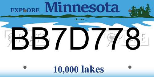 BB7D778 Minnesota License Plate