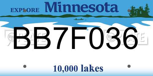 BB7F036 Minnesota License Plate