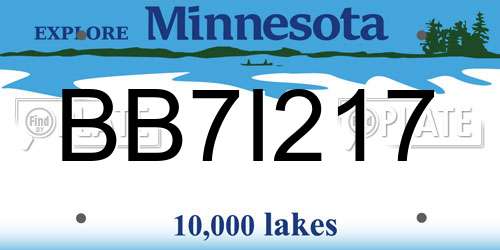 BB7I217 Minnesota License Plate