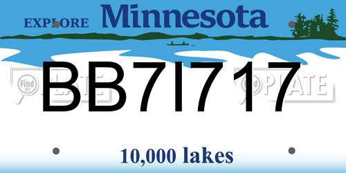 BB7I717 Minnesota License Plate