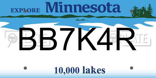 BB7K4R Minnesota License Plate