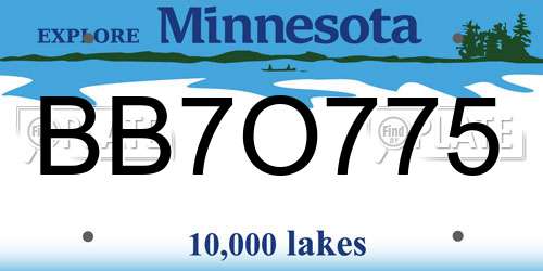 BB7O775 Minnesota License Plate